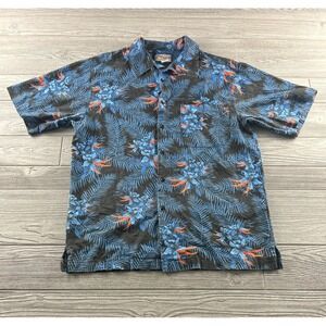 Rio By Merrill & Forbes Vintage Hawaiin Shirt Size Medium Blue Black Floral